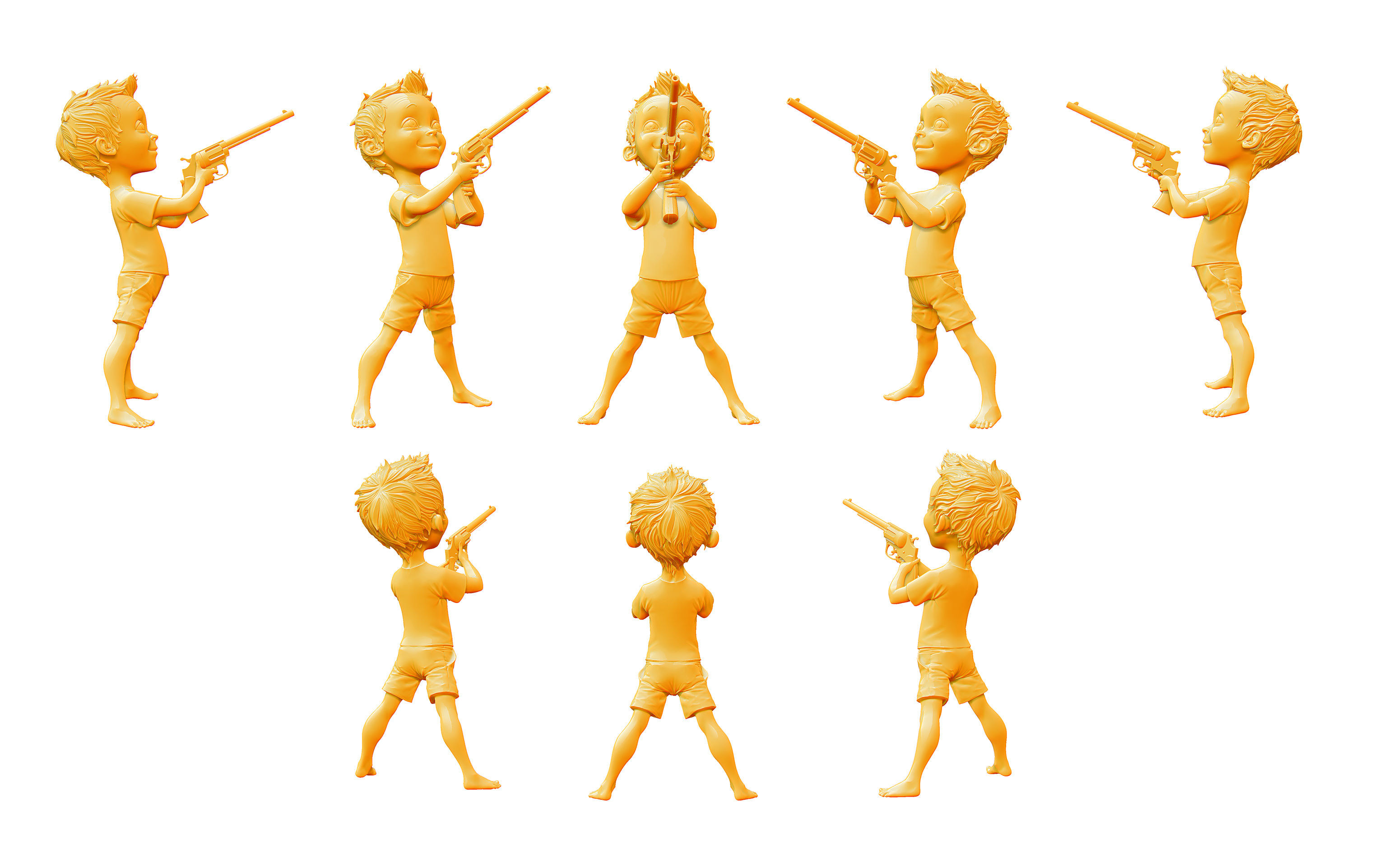 Small boy with gun 3D model_4