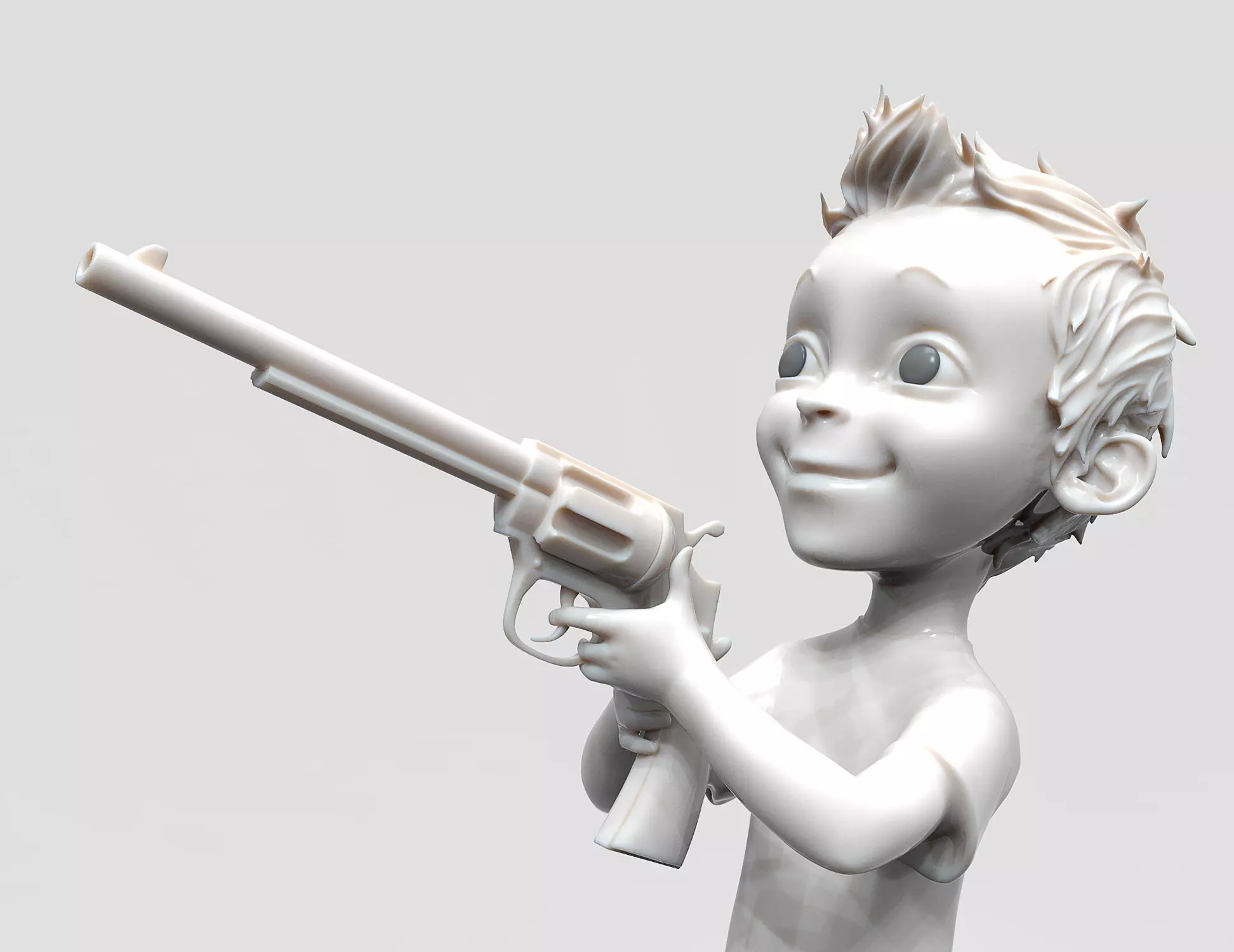 Small boy with gun 3D model_0