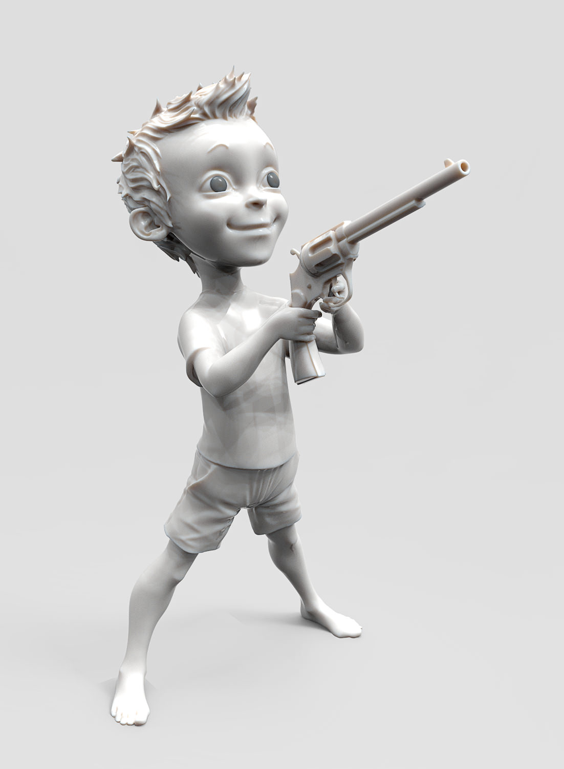 Small boy with gun 3D model_1