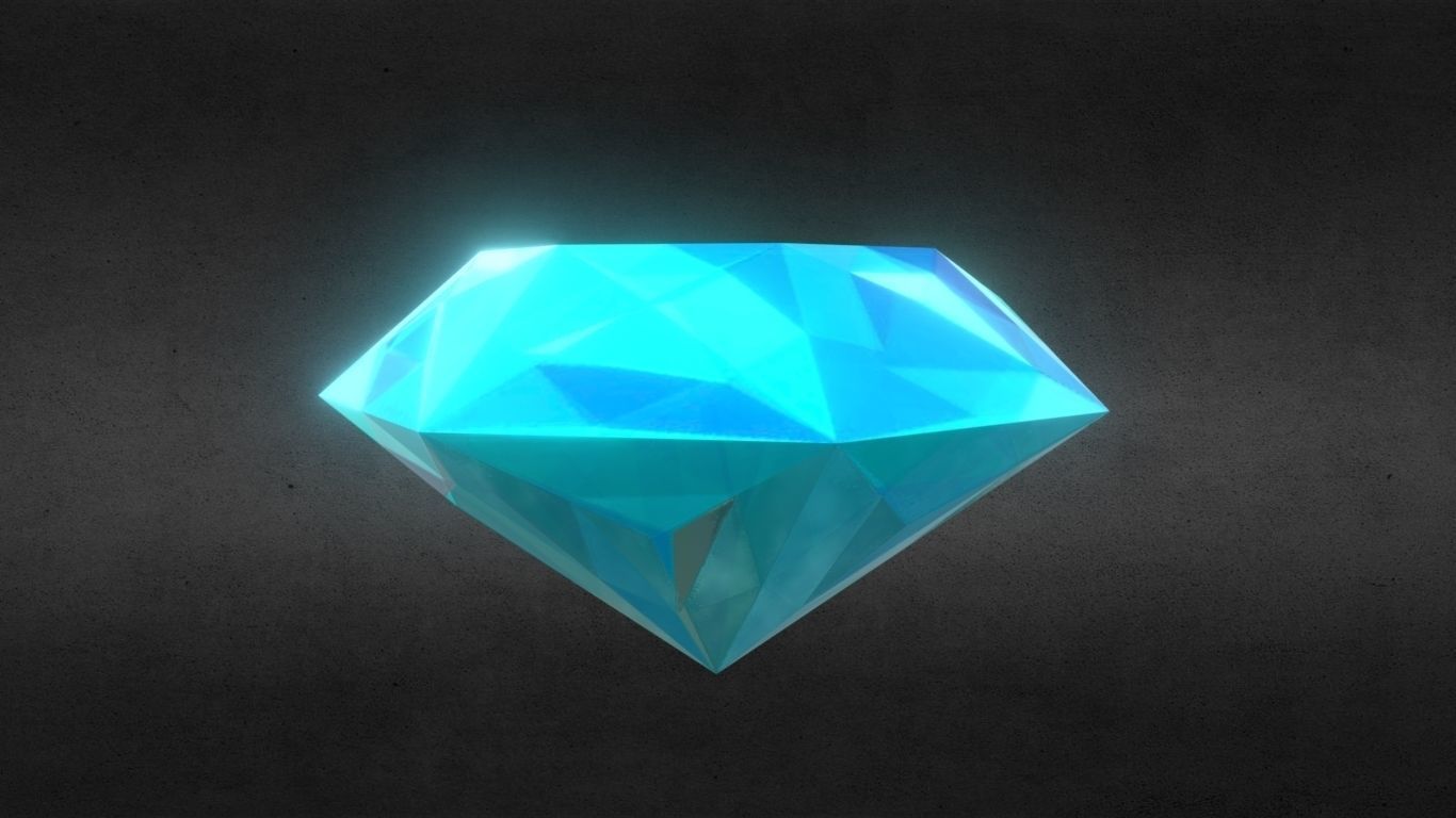 Game-Ready Light Blue Sapphire Diamond Precious Gem Low-poly 3D model_5
