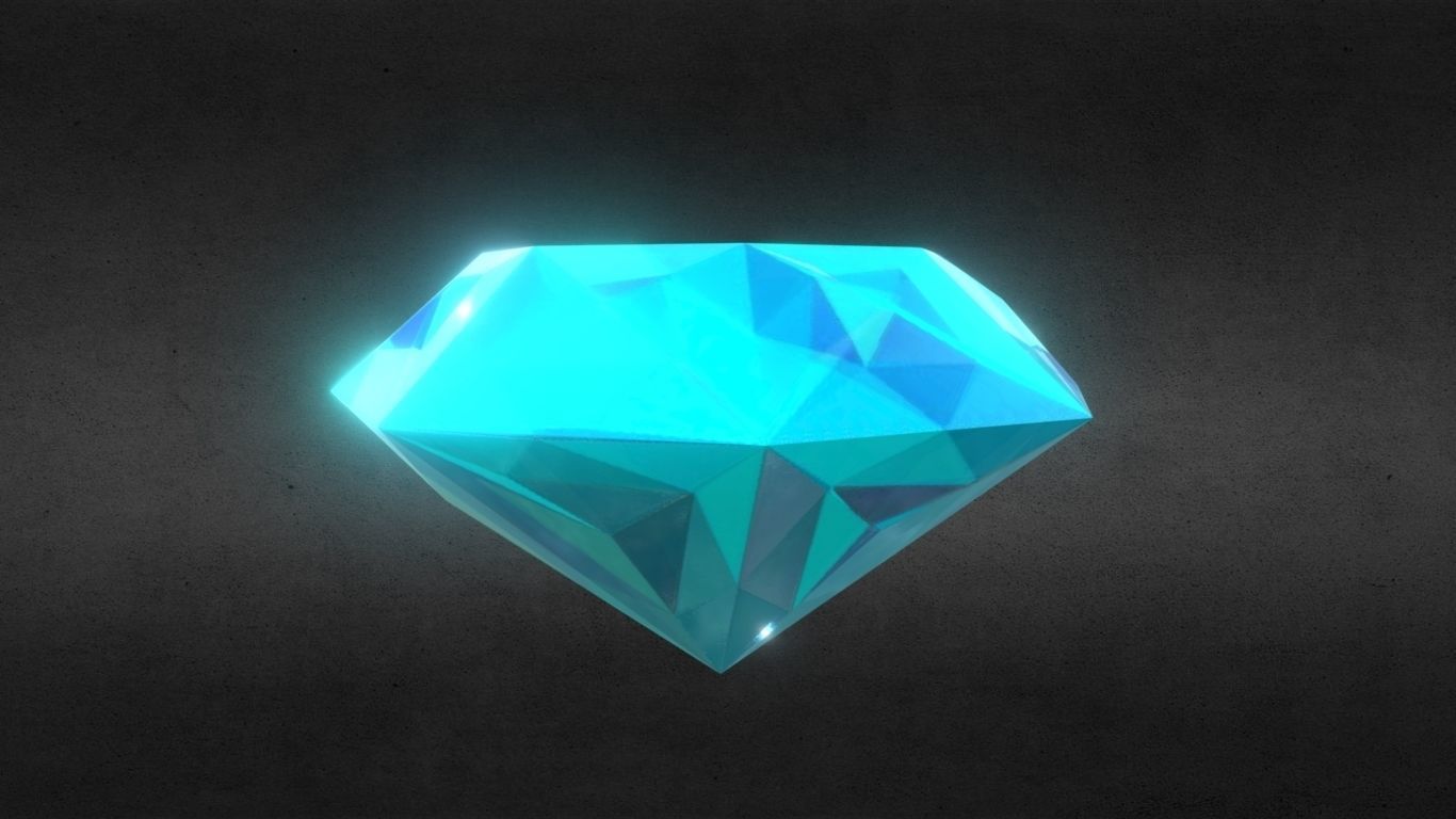 Game-Ready Light Blue Sapphire Diamond Precious Gem Low-poly 3D model_4