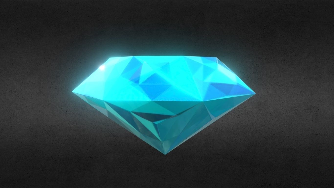 Game-Ready Light Blue Sapphire Diamond Precious Gem Low-poly 3D model_2