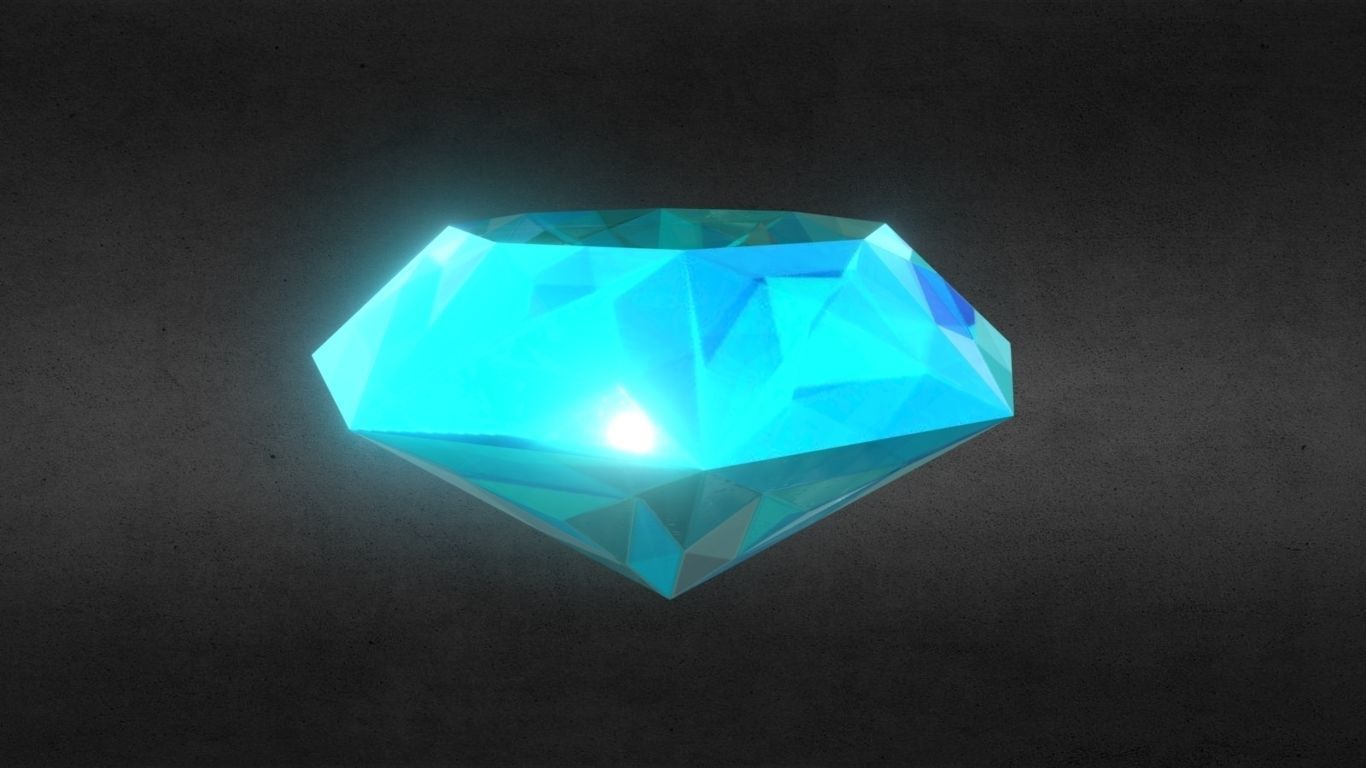 Game-Ready Light Blue Sapphire Diamond Precious Gem Low-poly 3D model_9