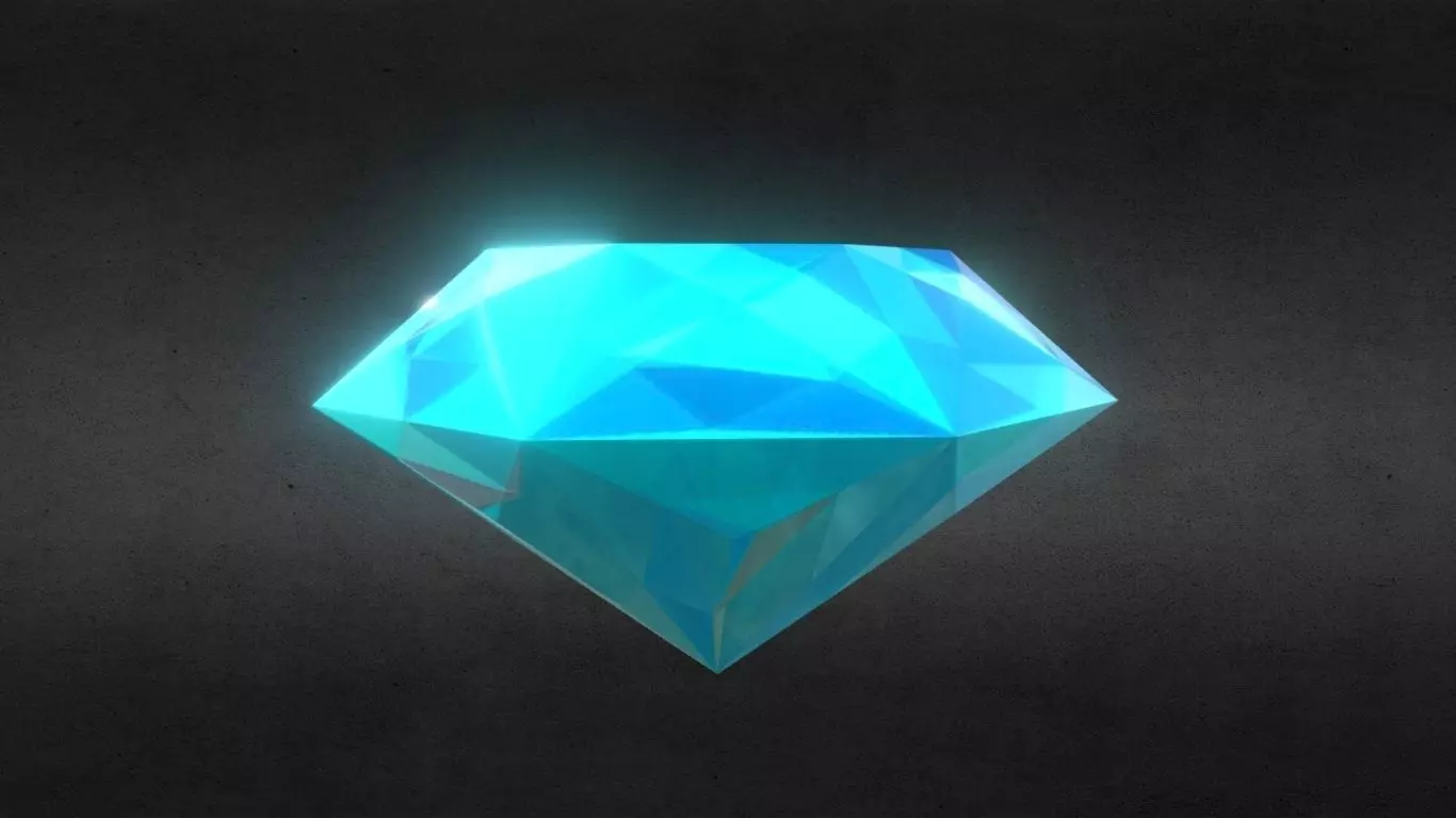 Game-Ready Light Blue Sapphire Diamond Precious Gem Low-poly 3D model_0