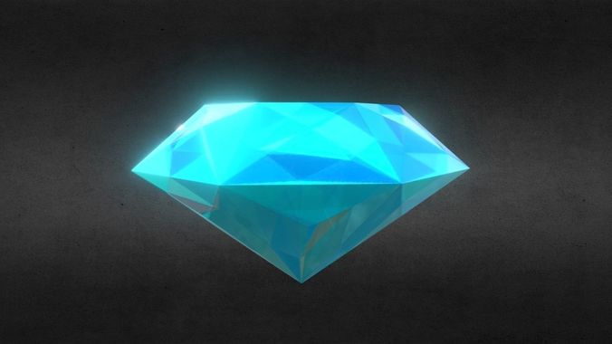 Game-Ready Light Blue Sapphire Diamond Precious Gem Low-poly 3D model