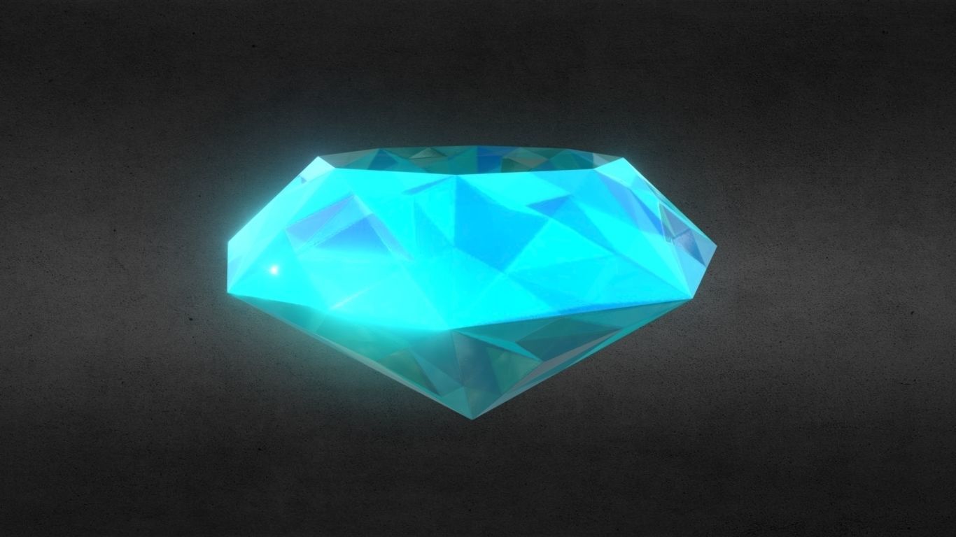 Game-Ready Light Blue Sapphire Diamond Precious Gem Low-poly 3D model_8