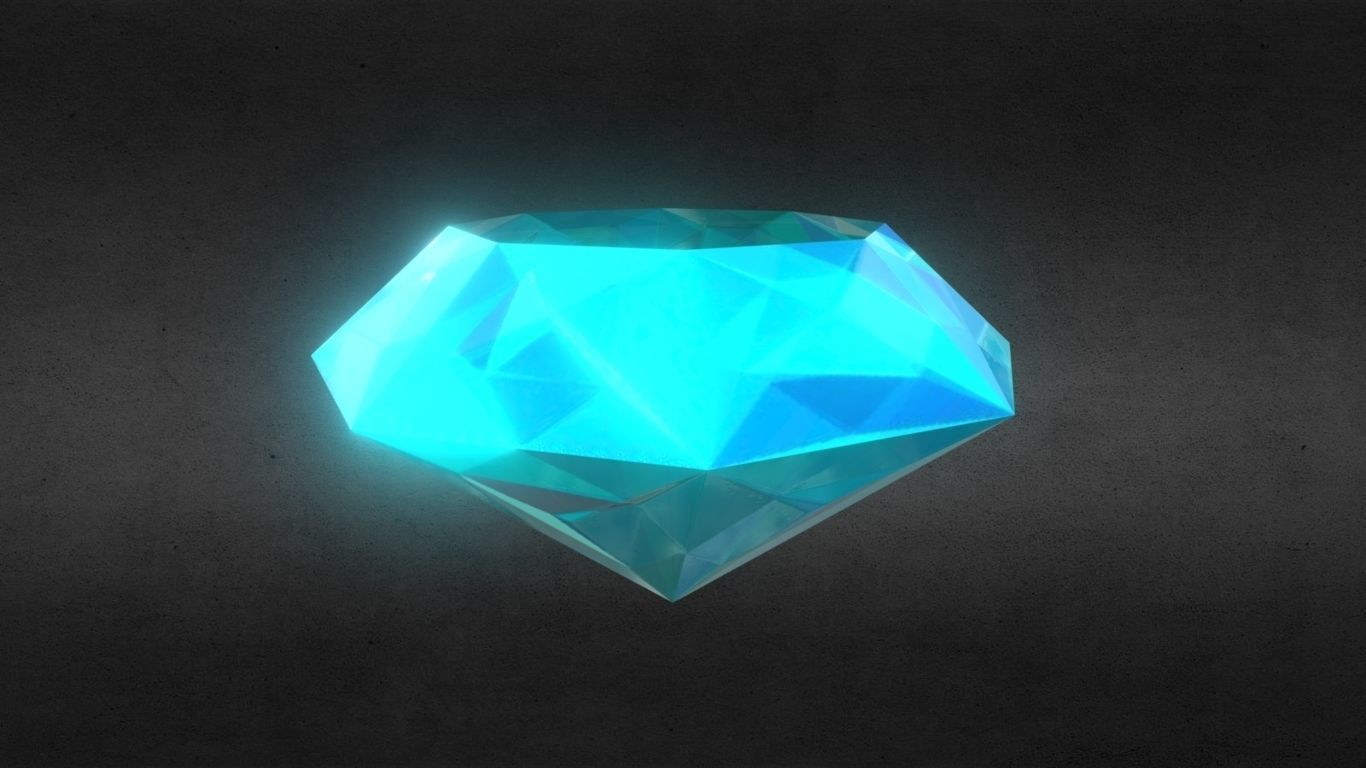 Game-Ready Light Blue Sapphire Diamond Precious Gem Low-poly 3D model_7