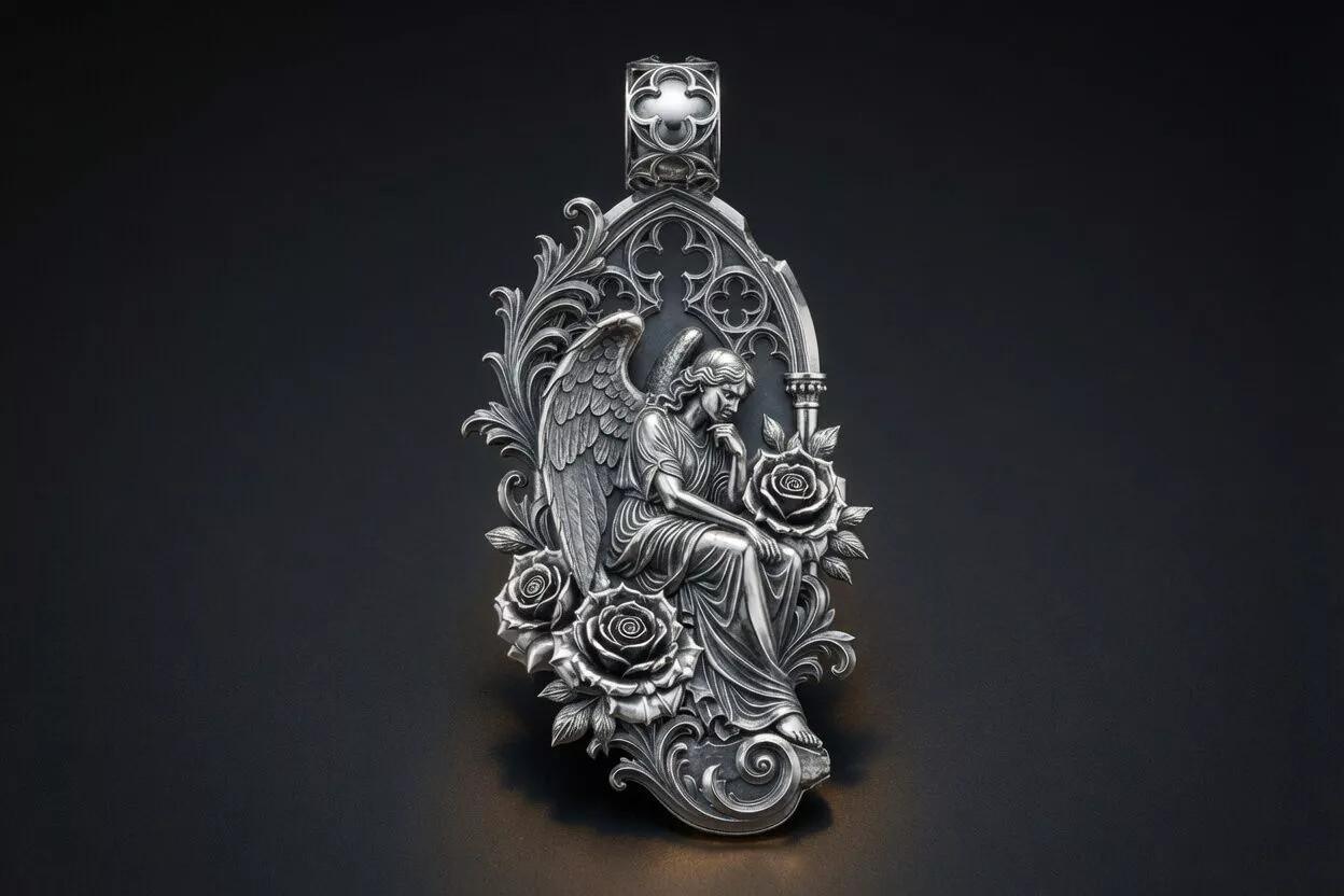 Angel of Silent Reflection Gothic Angel Pendant 3D print model