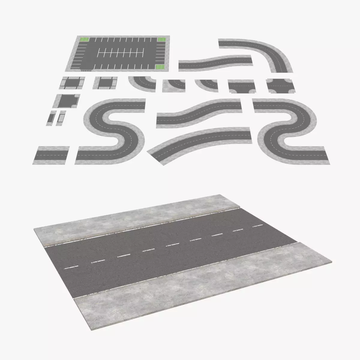 Modular Roads - Standard Low-poly 3D model