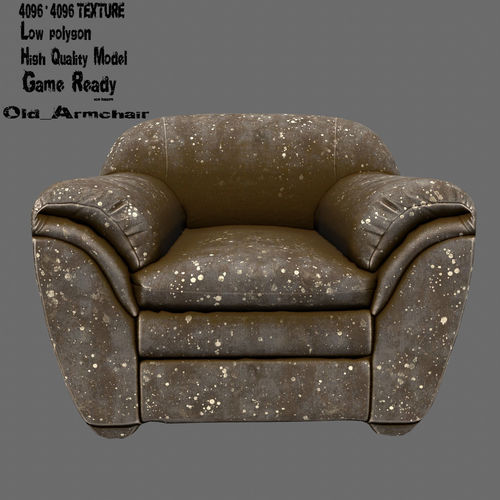 Armchair leather chair with speckles Low-poly 3D model