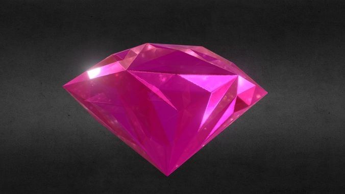 Game-Ready Pink Red Topaz Precious Gem Low-poly 3D model