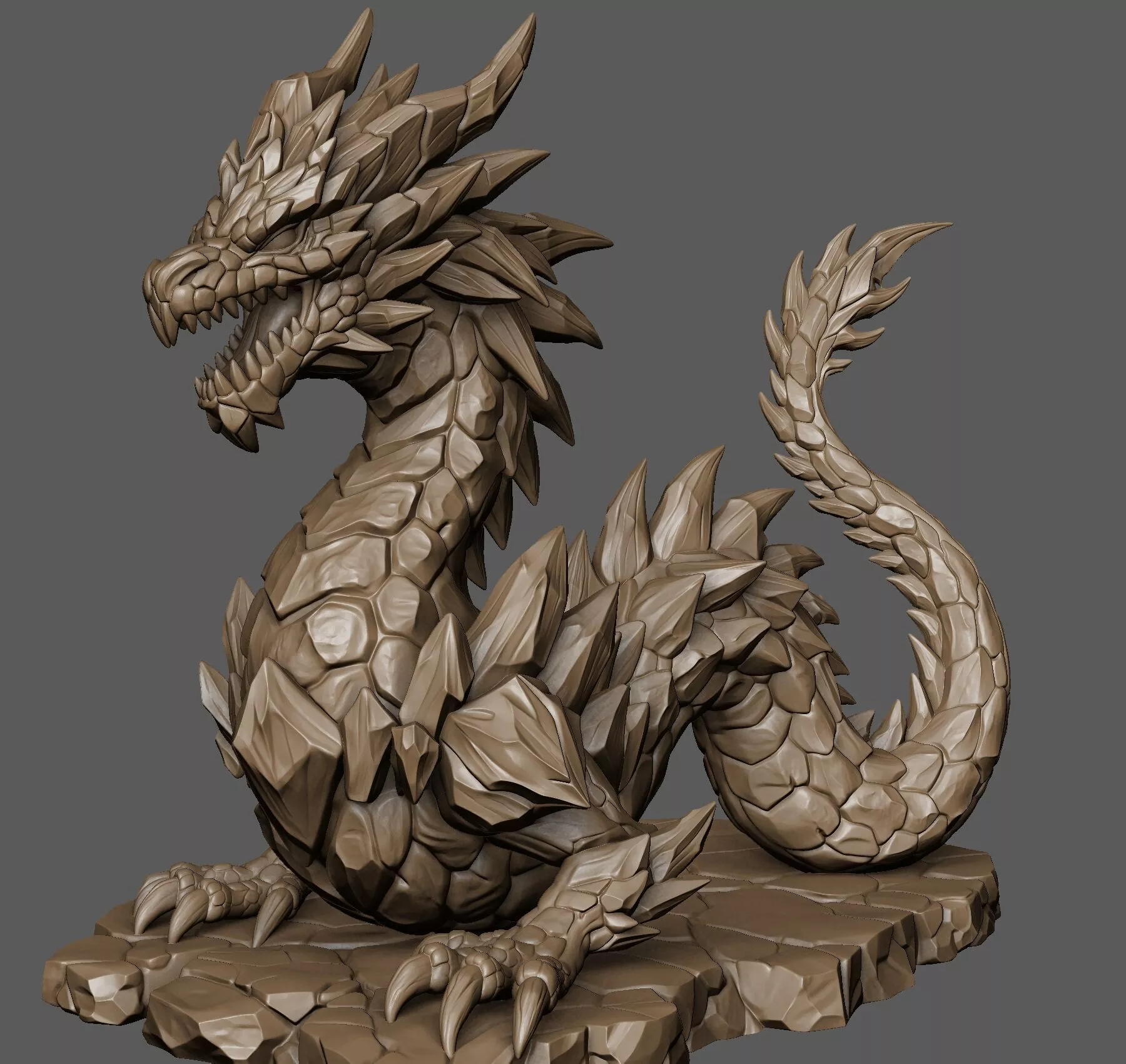 Obsidian-Spire Geode Wyrm Crystal Dragon 3D print model