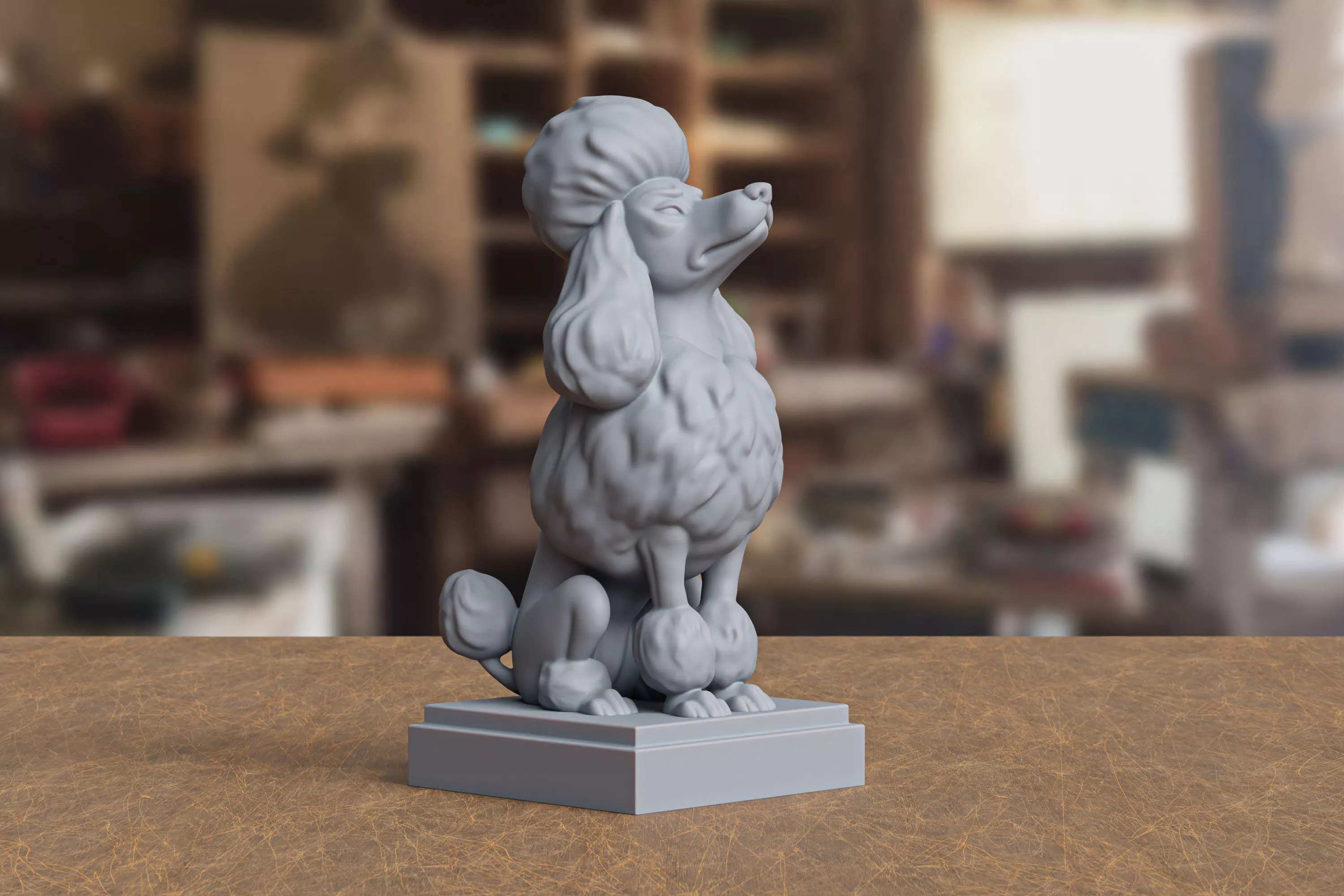 Stylized Royal Poodle Statue 3D print model