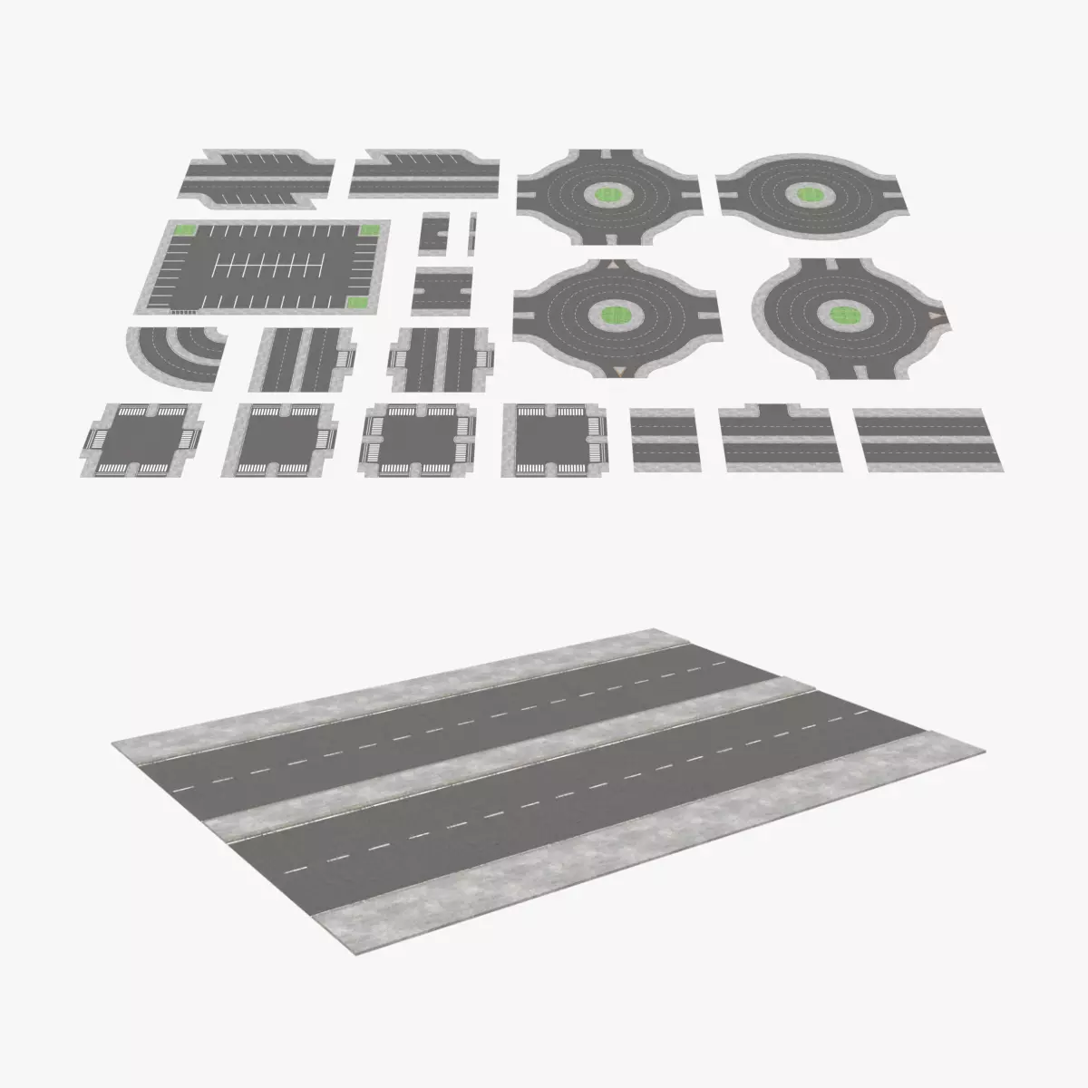 Modular Roads - Boulevard Low-poly 3D model