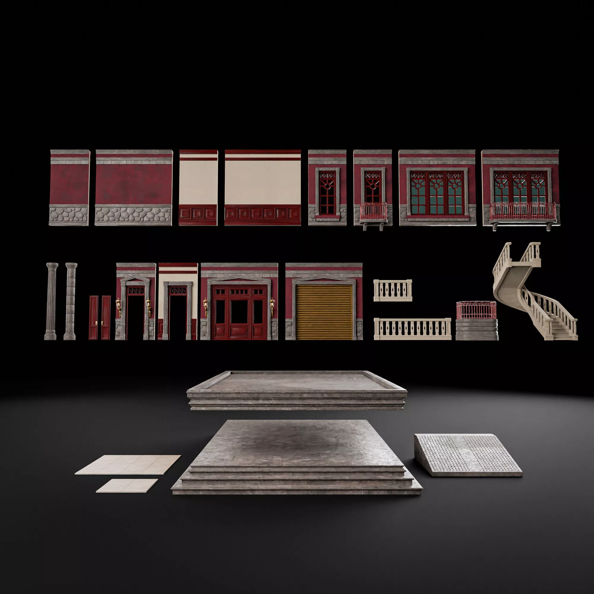 MODULAR WALL INTERIOR EXTERIOR KIT 5 Low-poly 3D model