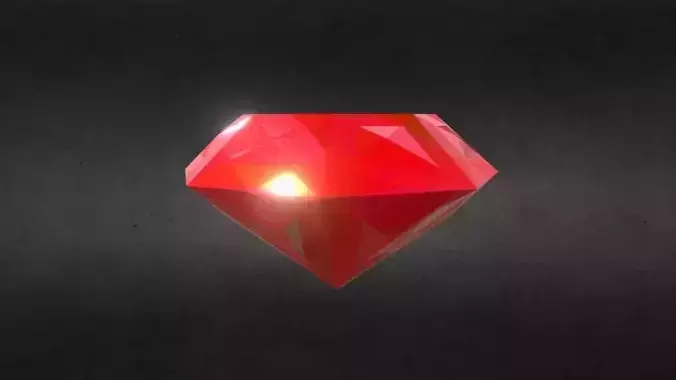 Game-Ready Red Ruby Diamond Precious Gem Low-poly 3D model