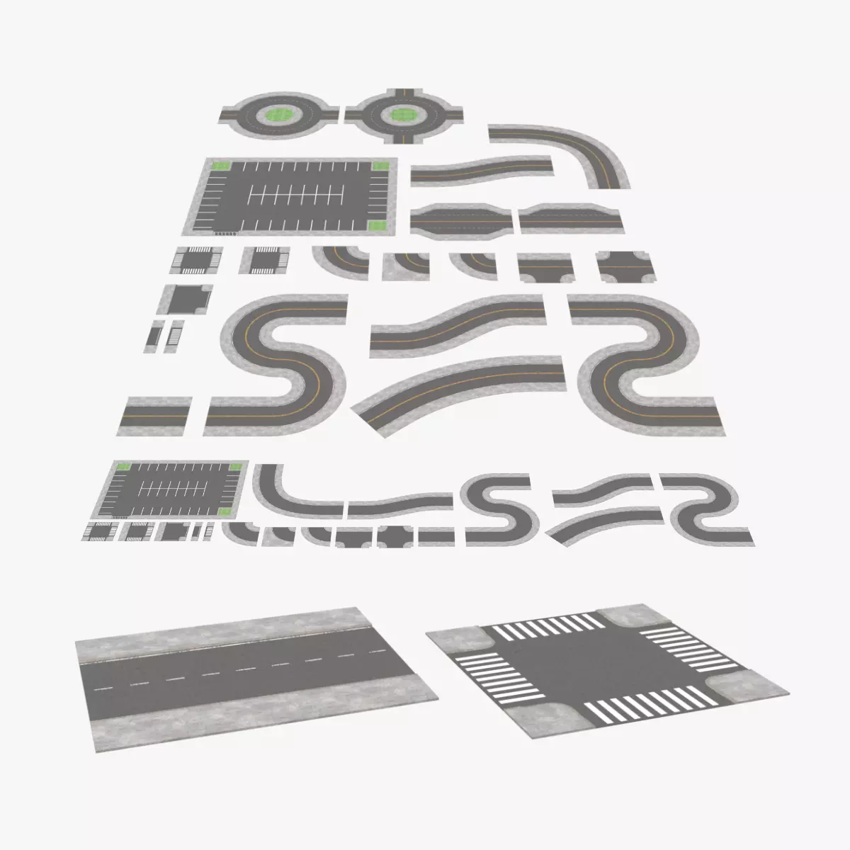 Modular Roads - District Low-poly 3D model