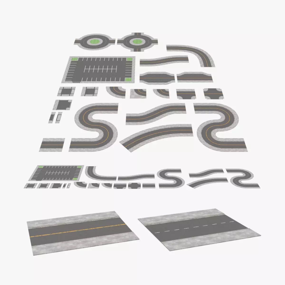 Modular Roads - Urban Low-poly 3D model