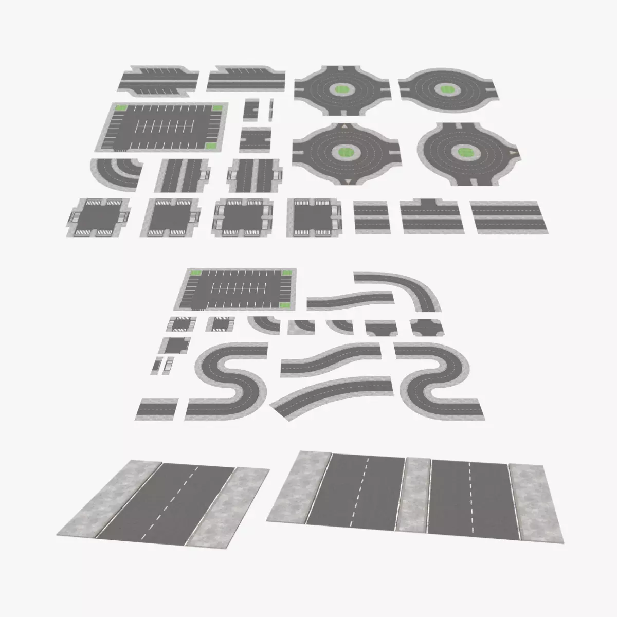 Modular Roads - Unified Traffic Network Low-poly 3D model