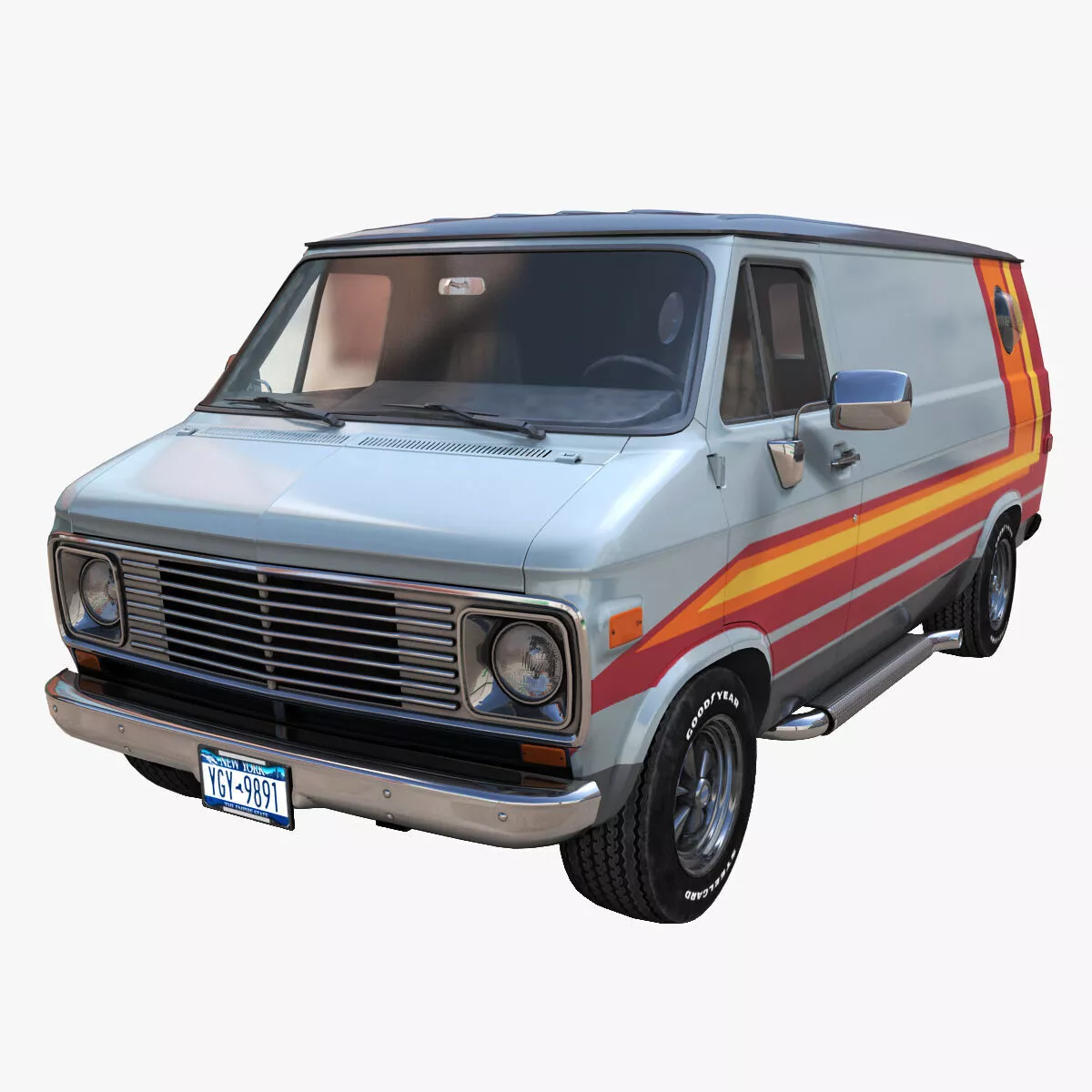 70s Custom van Low-poly 3D model