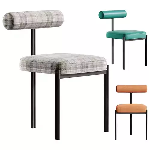 Glam Style Upholstered Dining Chair 3D model