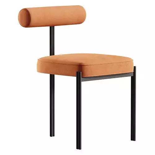 Glam Style Upholstered Dining Chair 3D model 2