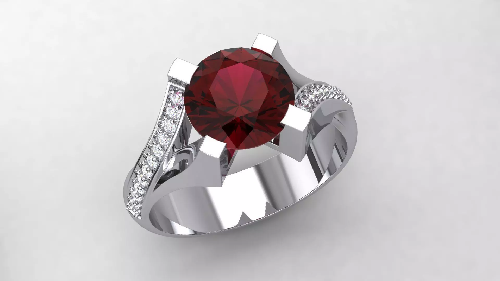 Round Garnet Ring01 3D print model_0