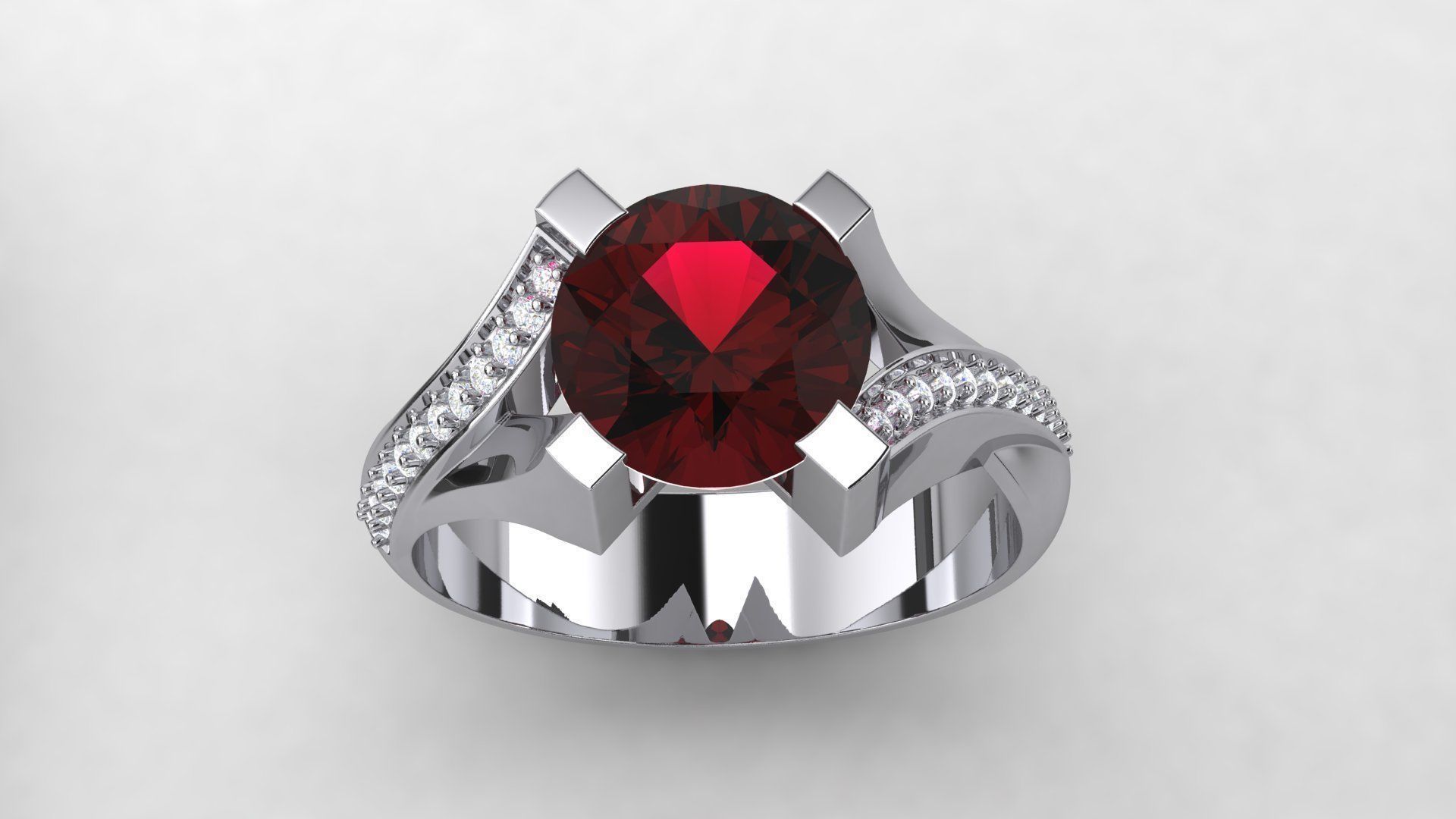 Round Garnet Ring01 3D print model_1