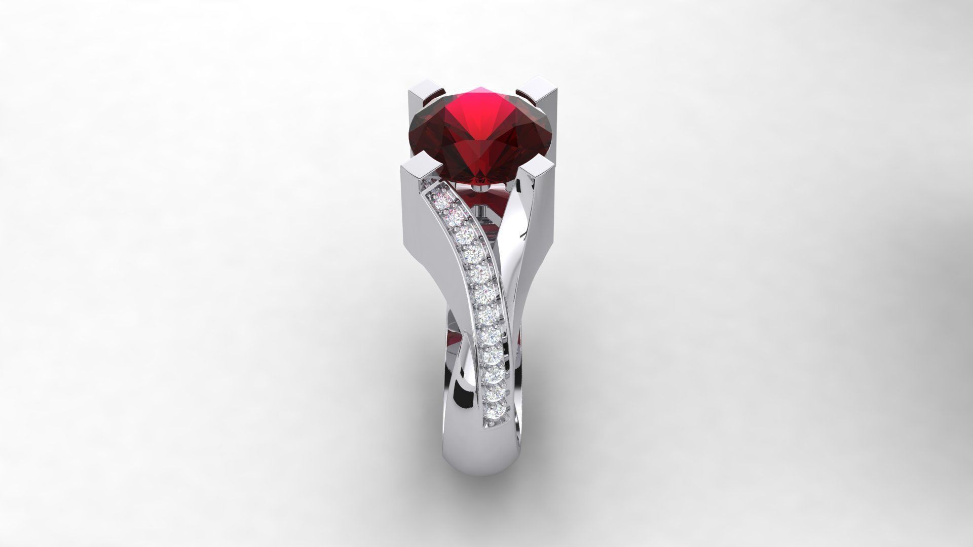 Round Garnet Ring01 3D print model_2