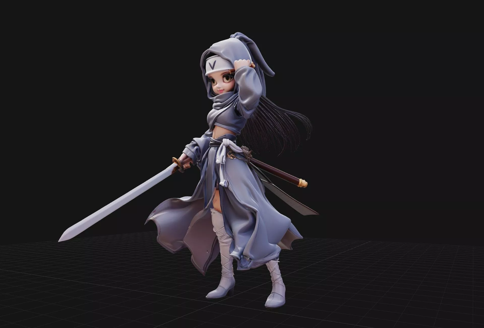 Stylized Ninja Nun Assassin Warrior Character 3D print model