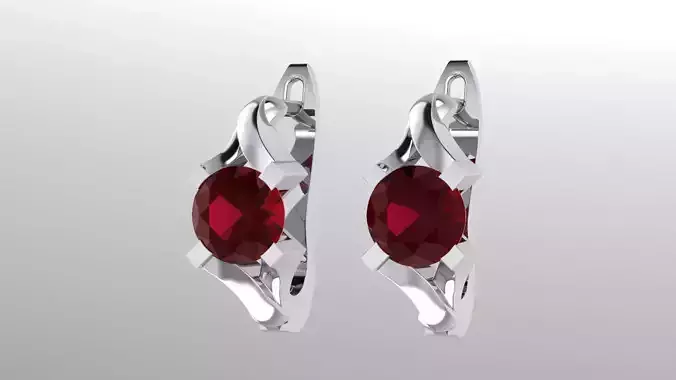 Round Garnet Earrings01