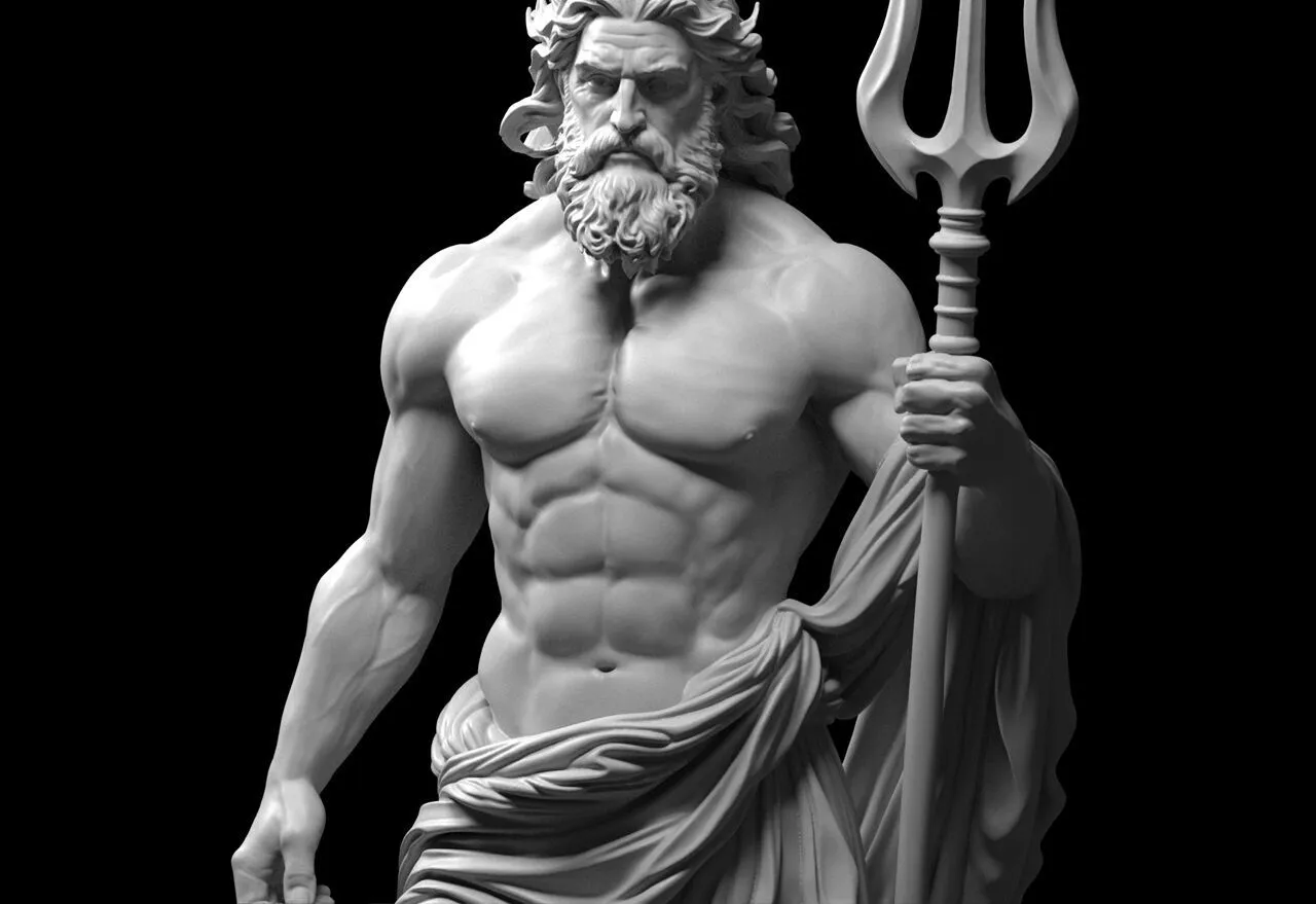 Classical Hellenistic Poseidon Sculpture 3D print model
