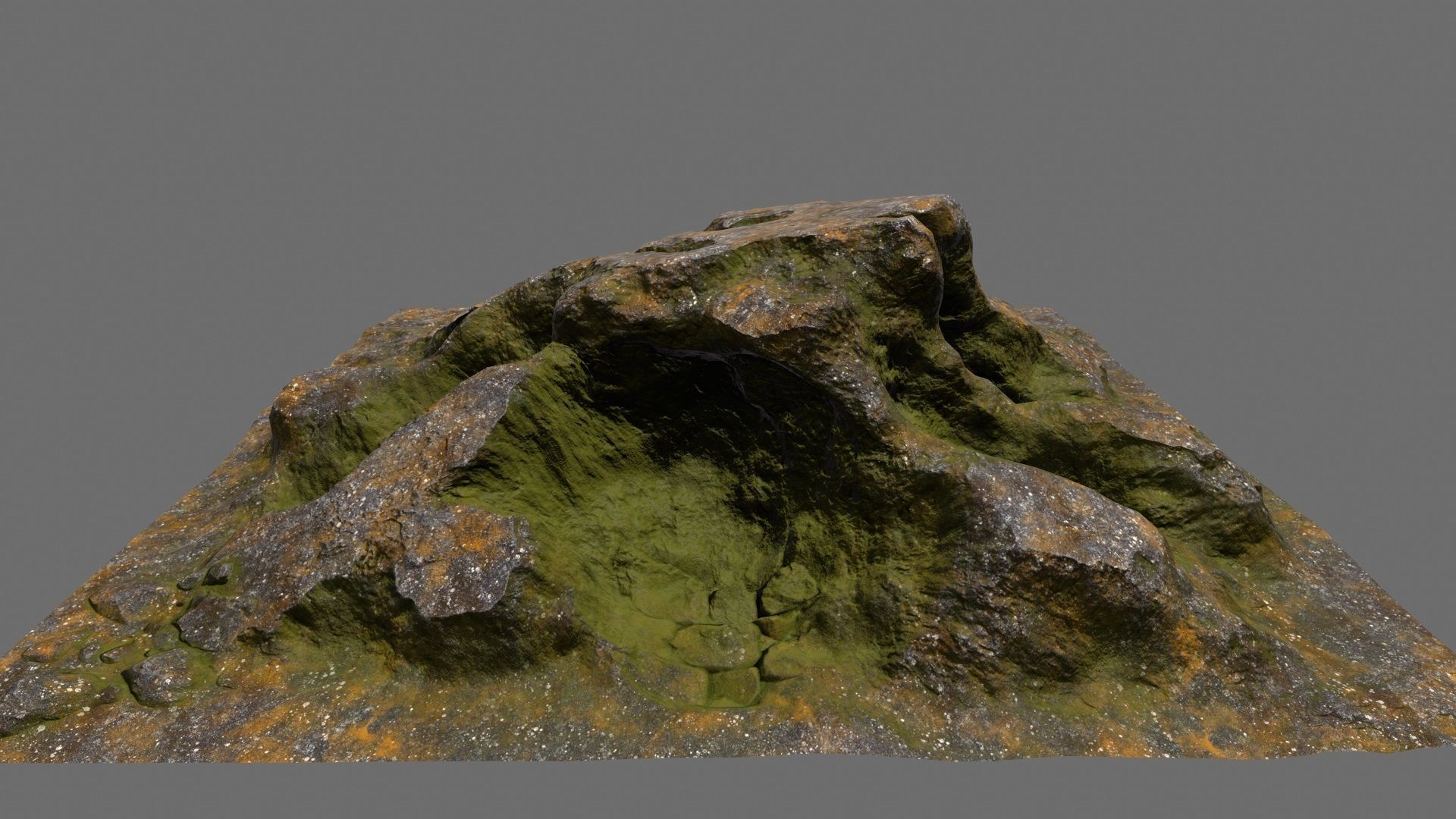 Rock with moss Low-poly 3D model_1