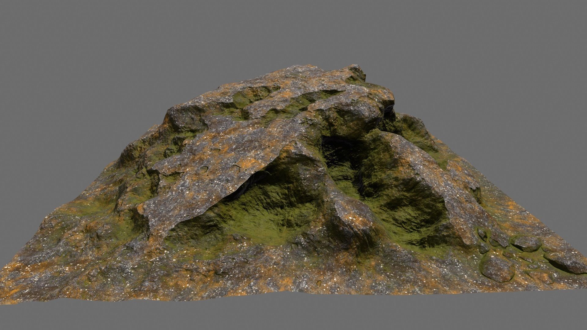 Rock with moss Low-poly 3D model_4