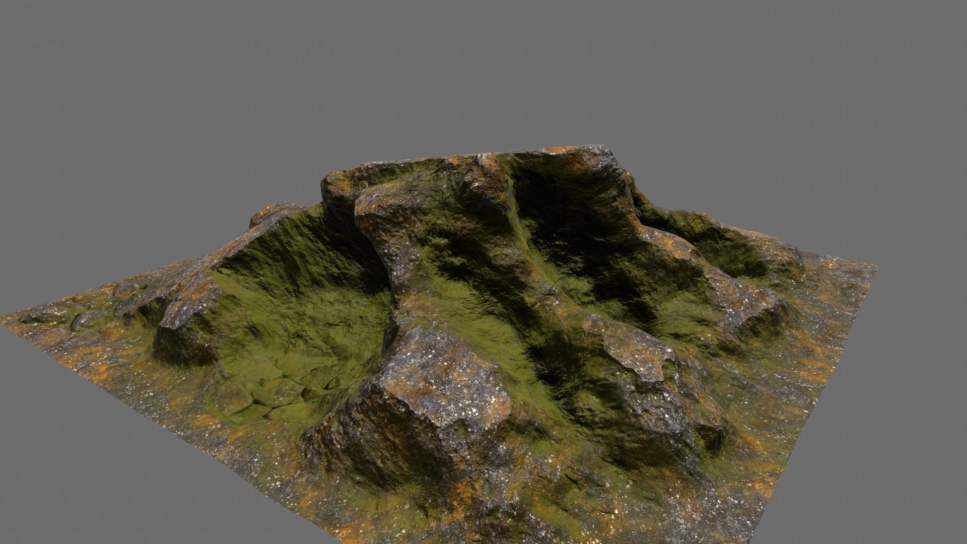 Rock with moss Low-poly 3D model_11