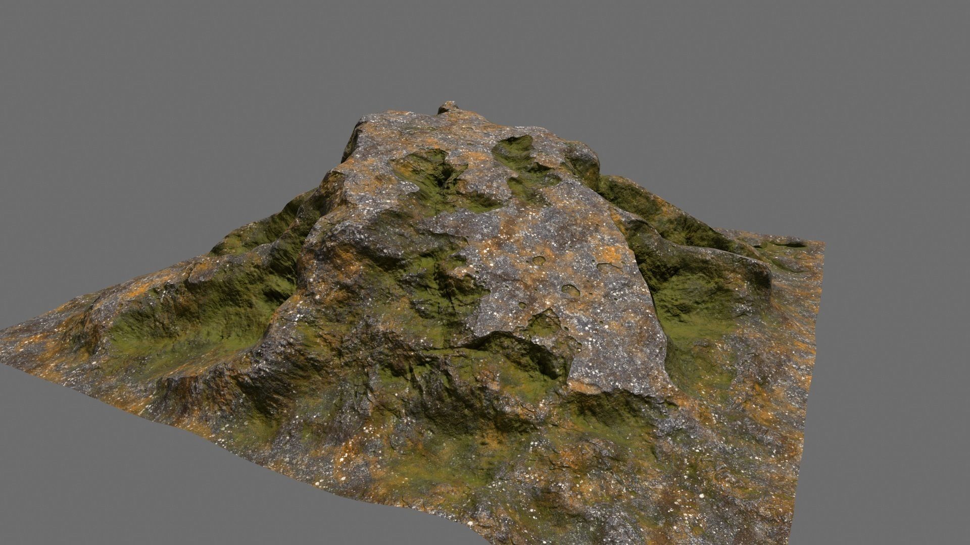 Rock with moss Low-poly 3D model_6