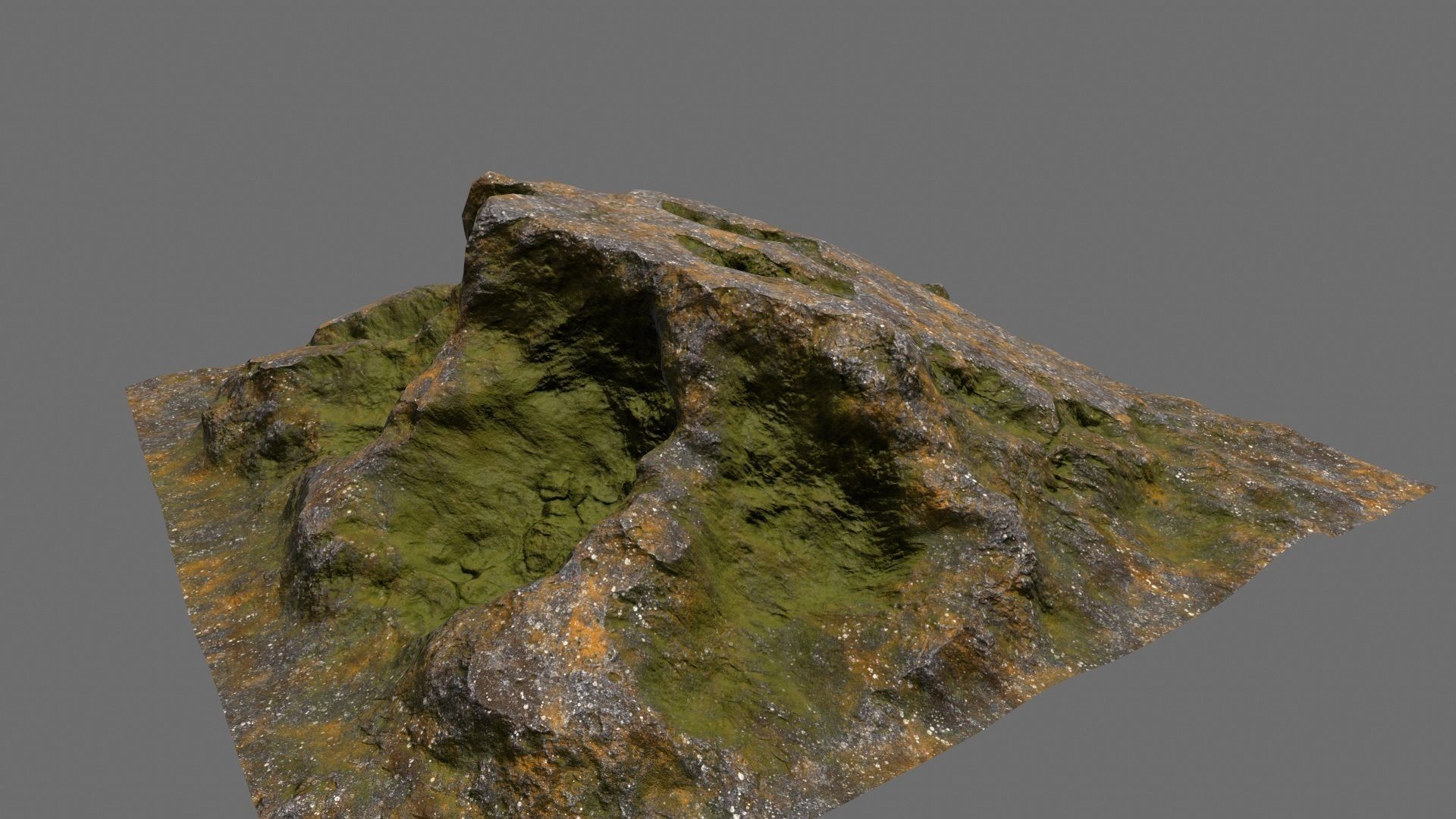 Rock with moss Low-poly 3D model_8