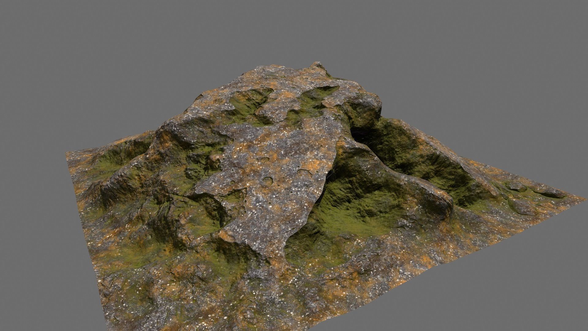 Rock with moss Low-poly 3D model_5