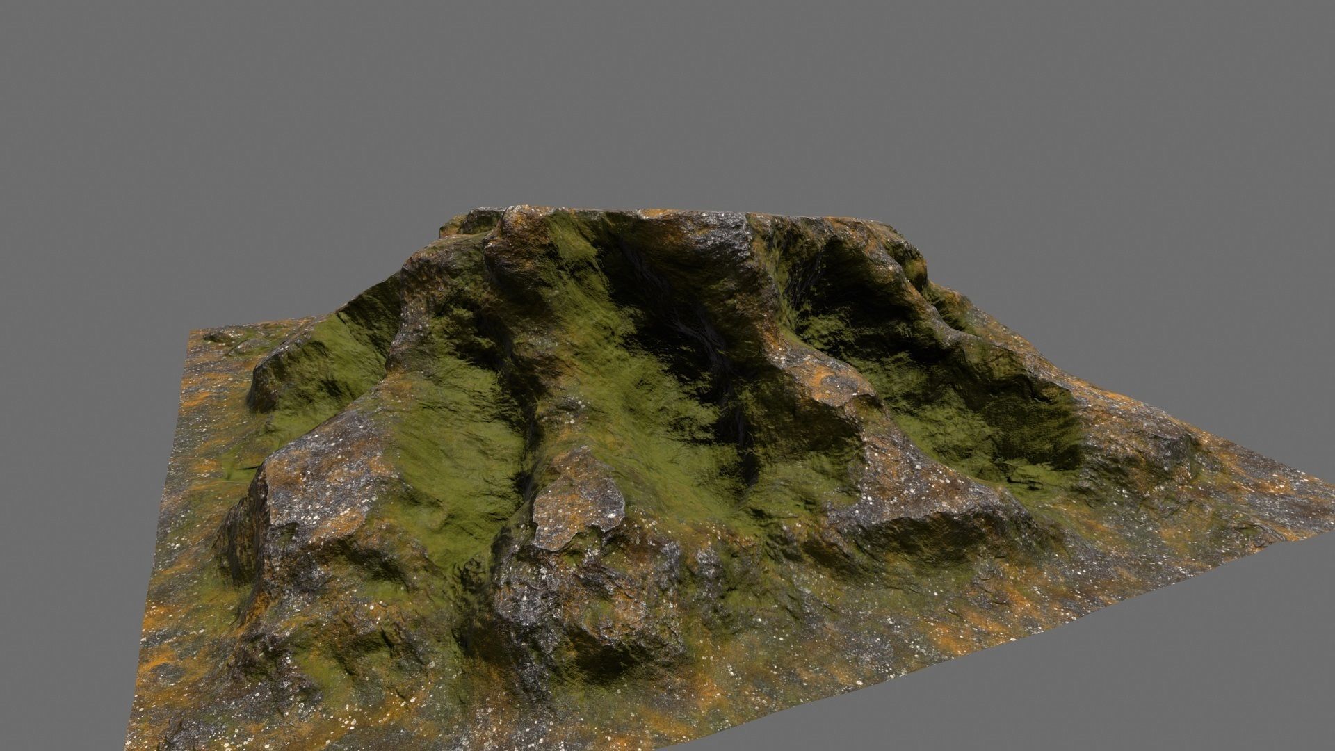 Rock with moss Low-poly 3D model_12