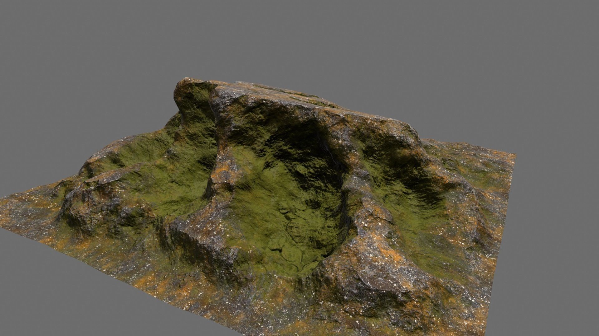 Rock with moss Low-poly 3D model_9
