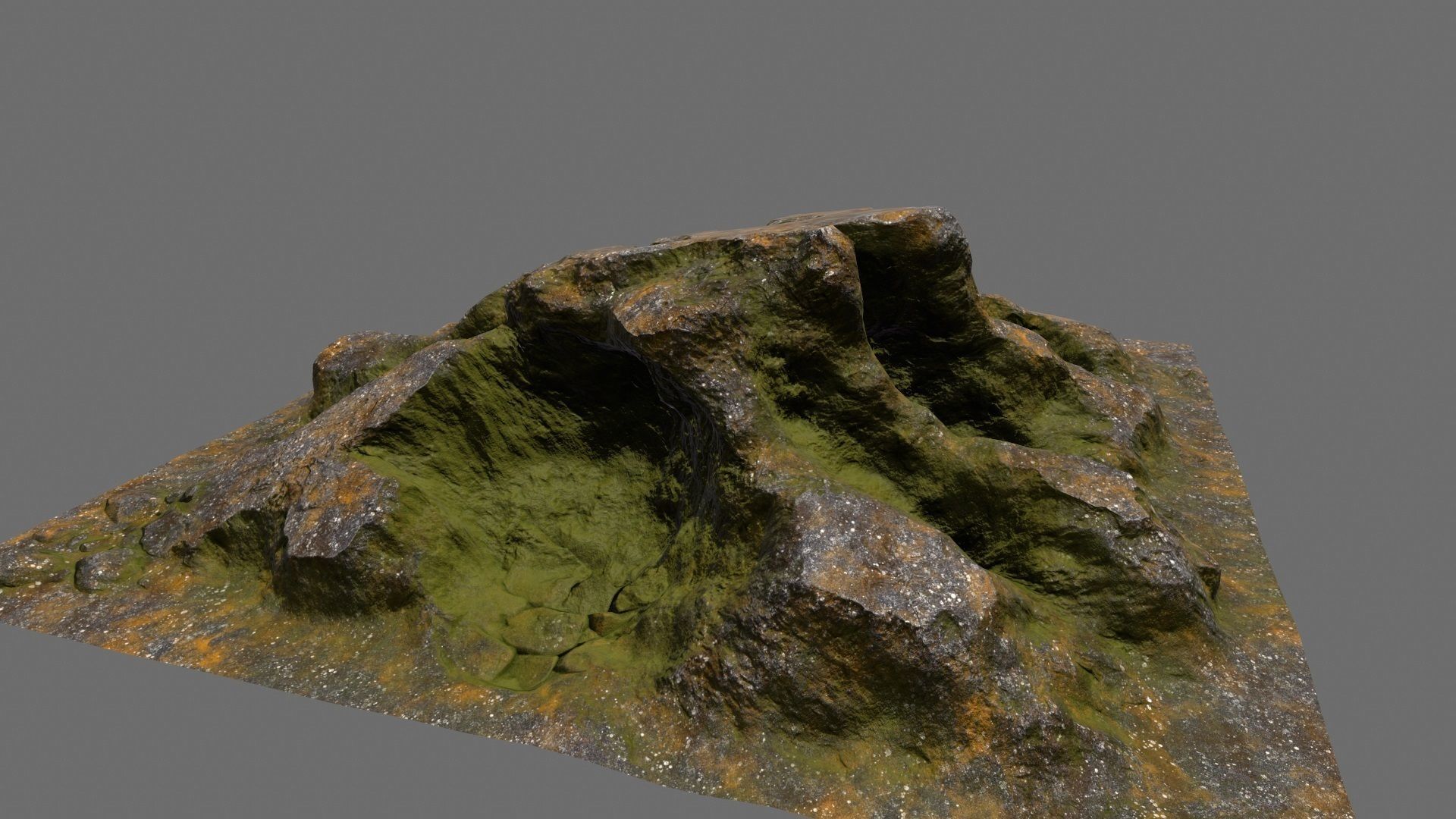 Rock with moss Low-poly 3D model_13