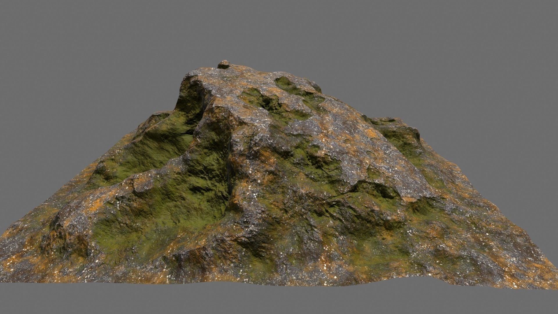 Rock with moss Low-poly 3D model_7
