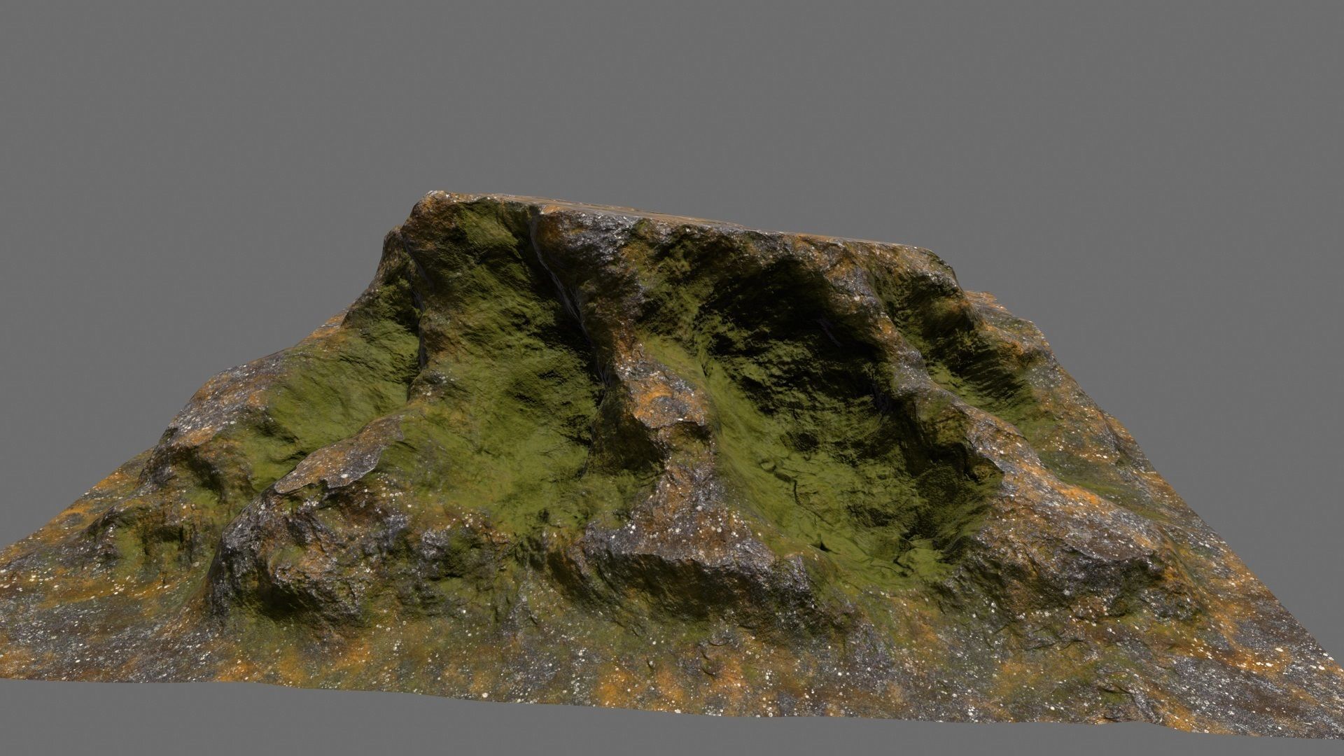 Rock with moss Low-poly 3D model_10