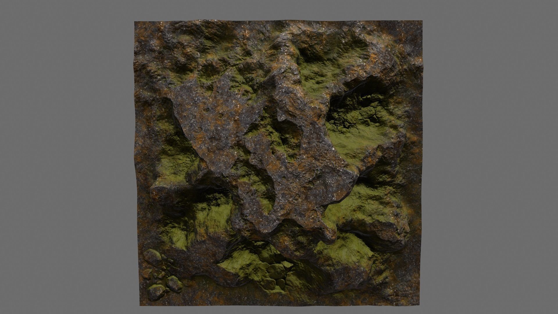 Rock with moss Low-poly 3D model_14
