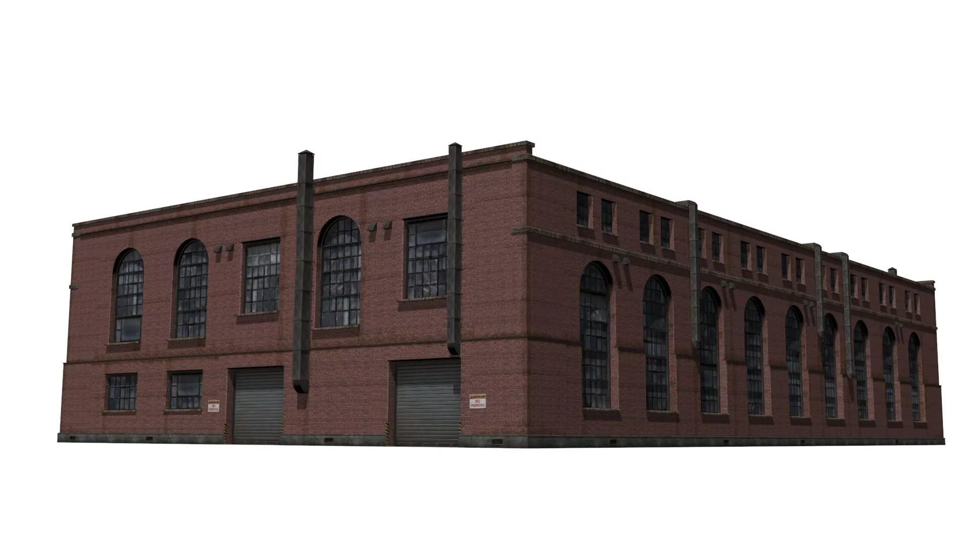 Old brick factory Low-poly 3D model