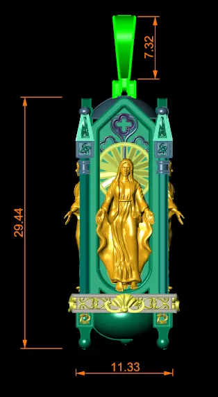 Sanctum Pendant Gothic Cathedral Mary Pendant NecklaceJewelry Low-poly 3D model
