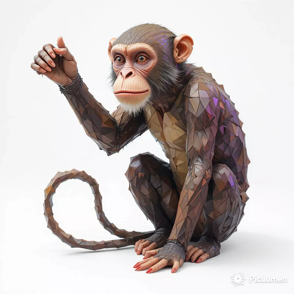 Low Poly Monkey 3D Model - Geometric Primate Animal Asset 3D print model