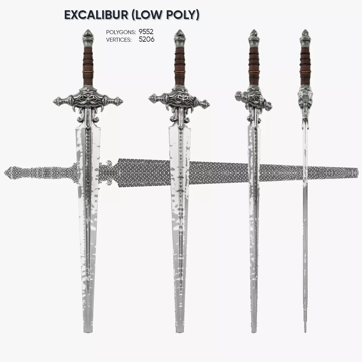 Excalibur Sword Low-poly 3D model
