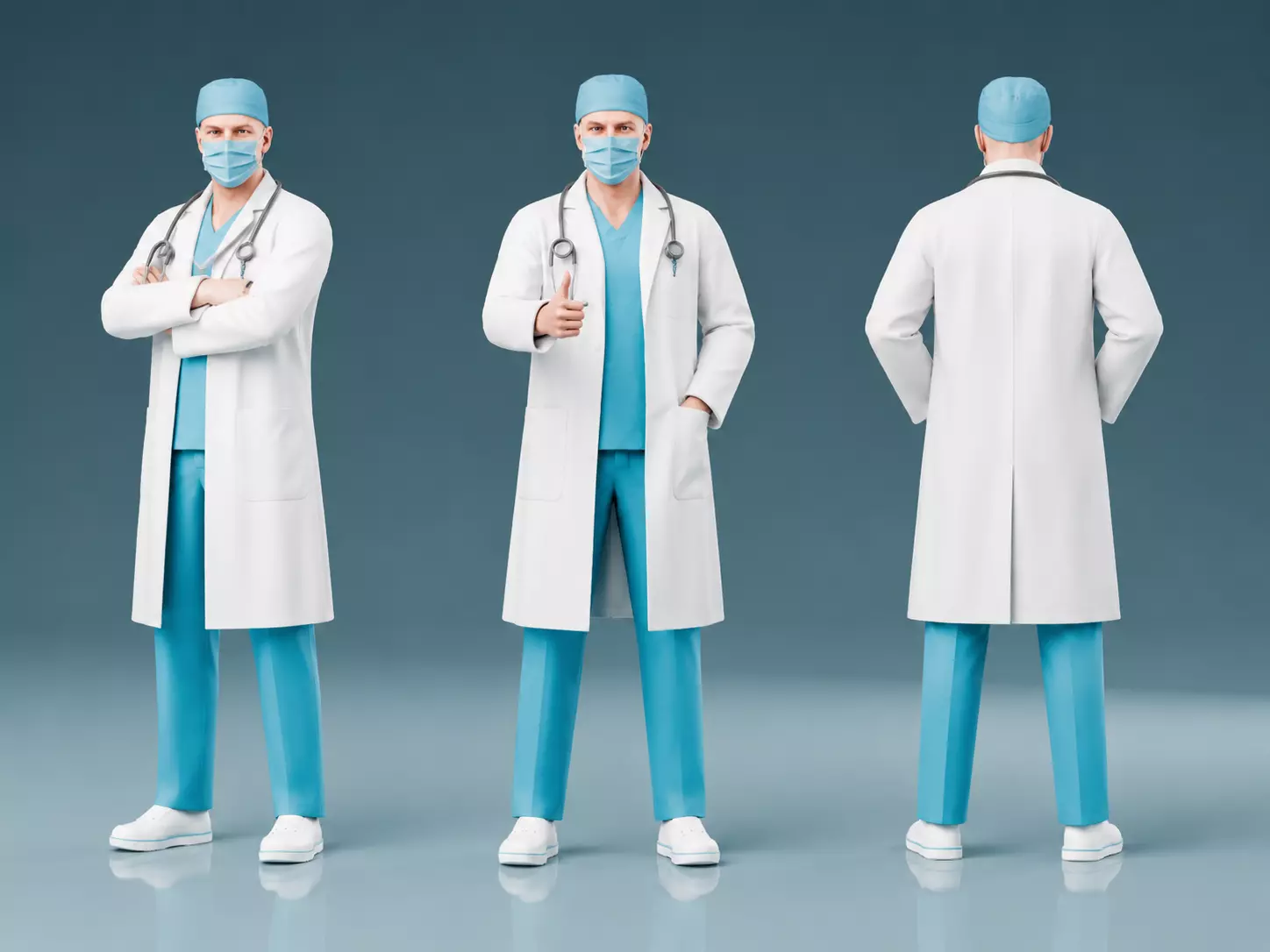 Realistic Male Doctor Rigged Low-poly 3D model