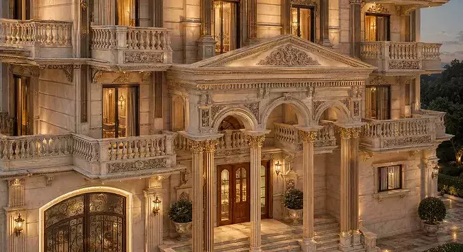 Classic Villa 3D Model - Luxury Residential 3D model 4